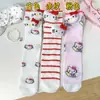 Calcetines de Algodón para Primavera y Verano, Hasta la Rodilla, Versátiles, Lindos y Cómodos, para Niños, de Media Pantorrilla, Primavera, Bebé, Malla, Dibujos Animados, Gato Kt, Estilo Dulce