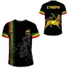 Camisetas Casuales de Manga Corta Nuevas Transfronterizas para Hombres y Mujeres con Estampado 3D de León Tribal Retro Africano Etíope
