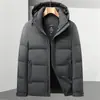 Chaqueta de plumón para hombre 2026 Otoño/Invierno Capucha desmontable Versión con cremallera para jóvenes y mediana edad Casual de negocios Abrigo de plumón cálido y grueso