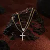 Aleación de Cobre BM Mismo Estilo Cadena de Clavícula con Cruz de Pedrería Accesorios para Mujer Corazón de Moco Nasal Superpuesto Cadena de Clavícula Lujo Ligero Nicho