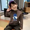 Camada Base Térmica Escovada Versátil para Meninos Outono/Inverno 2026 Novo Estilo Gola Semi-Alta Casual Infantil Tendência