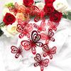 Calcomanías de Pared Decorativas de Mariposas Estéreo Rojo Púrpura de Una Capa Serie de San Valentín Mariposas Doradas Brillantes Juego de 12