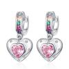 Aretes de Amor Rosa Circonita Arcoíris para Mujer, Aretes de Diseño Personalizado