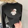 Camada base redonda para meninas, uma camiseta de manga comprida super fofa e casual para outono e inverno, perfeita como camada interna para crianças mais velhas, proporcionando calor