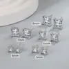Pendientes Populares Europeos y Americanos de Circonita con Diamante Cuadrado Pendientes de Circonita con Diamante Redondo de Cuatro Garras Suministro Directo de Fabricante Nicho Simple Joyería al por Mayor