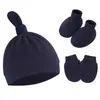 Nuevo Sombrero Nudo para Recién Nacido Estilo Comercio Exterior con Cara Anti-Arañazos, Manoplas, Cubre Pies y Gorro para Chupete Sombrero de Bebé