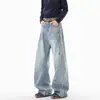 Calças Jeans Listradas Laterais Estilo Americano para Homens e Mulheres, Calças Longas Spliced Scimitar Largas de Inverno, Calças com Design de Marca Tendência Retrô