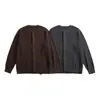 Yidao Vintage 2026 Coleção Outono Nova: Suéter Texturizado Versátil Gola Redonda com Botões Estilo Minimalista Japonês, Peça de Roupa Exterior Estilo Old Money
