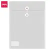 Deli 5511 Bolsa para documentos transparente à prova d'água espessada Bolsa para informações Bolsa para arquivo enrolada em corda Bolsa para teste de notas A4 Bolsa para armazenamento de papel