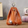 1208 Nuevo Monedero Retro Creativo para Hombres y Mujeres Cuero de Caballo Loco Hecho a Mano Bolso de Plata Triturada Bolsita Creativa con Cordón Bolsa de la Suerte