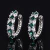Joias Huayoumei Brincos Exquisitos de Zircônia Esmeralda Brincos Europeus e Americanos Exagerados com Anel de Diamante e Turmalina Vermelha