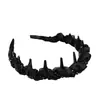 Presilha de Cabelo Preta de Cano Alto com Rede e Faixa de Cabelo com Miçangas, Versátil e Elegante, com Dentes Antiderrapantes para um Toque de Luxo