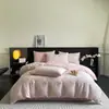 Juego de Cuatro Piezas de Cama de Hilo Doble de Algodón Juego de Tres Piezas de Ropa de Cama de Algodón Puro de Alta Gama Lujo Ligero Sábana Funda de Edredón