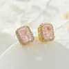 Brincos Geométricos de Zircônia Lapidada em Gelo Elegantes Franceses, Brilhantes e Chamativos, Brincos de Alta Qualidade com Pino de Prata S925 para Mulheres