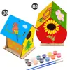 Explosões DIY casa de pássaro de madeira brinquedo ebay Amazon wish comércio exterior Casa de Pássaro crianças pintada grafite gaiola de pássaro