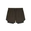 Pantalones cortos de running y fitness para hombre, talla europea, de nailon elástico en cuatro direcciones, corte ajustado, con forro interior, para deportes y actividades al aire libre