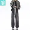 Nuevos jeans de mezclilla para hombre y mujer, estilo americano retro moderno, pantalones rectos desgastados, jeans casuales de pierna ancha de alta costura para primavera/verano