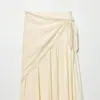 Comercio Exterior Verano Nueva Ropa de Mujer Estilo Minimalista Longitud Media Cremallera Cintura Alta Falda Bufanda Acolchada
