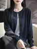 Cárdigan de Lana Clásico con Cuello Redondo para Mujer 2026, Prenda de Punto Holgada y Versátil para Abrigo, Chaqueta Suéter Fina de Primavera y Otoño