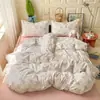 Juego de cuatro piezas floral combinable 100% algodón para niñas, funda nórdica de algodón puro, juego de tres piezas de sábana bajera, ropa de cama de sábana bajera ajustada estilo ins para primavera-verano