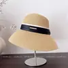 Sombrero de Paja Tejida Elegante Estilo Francés con Lazo Plegado para Salidas, Protección Solar, Sombrero Tipo Cubo con Estilo, Sombrero de Pescador Versátil
