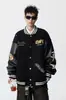 Chaqueta Cool de Calle con Cuello de Béisbol para Hombre, Abrigo Bordado de Bloques de Color de Moda Otoñal, Tops Casuales de Pareja con Diseño Americano