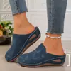 Pantuflas Gruesas Transfronterizas para Mujer 2025 Exportación Verano Nuevas Talla Grande Punta Redonda Trasero Abierto Transpirables