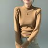 H252 Camisa de base de gola alta de lã de coco estritamente selecionada para mulheres, outono e inverno, interior slim fit, forrado de lã, engrossado, quente, manga comprida