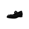 Sapatos Mary Jane Artísticos com Laço para Ballet 2026 Outono Camurça de Ovelha Salto Baixo Grosso Bico Redondo Couro Genuíno Sapatos Femininos