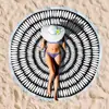 Toalha de Praia Redonda de Microfibra Estampada Transfronteiriça com Franjas, Proteção Solar à Beira-Mar, Toalha de Banho de Secagem Rápida, Toalha Esportiva para Adulto
