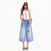 Laranja Infantil # Novo Estilo Primavera e Verão Calça Jeans Wide Leg Plissada Lavada para Mulheres, Caimento Solto, Emagrecedor, Fluido, Fashion, Versátil, Calça Cropped.
