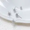 Cor Dourada Real Banhada a Cobre Conserva Cor Flor Pequena Diamante Brilhante Zircônia Inlaid com Pérola Brincos DIY Joias Feitas à Mão Acessórios para Brincos