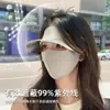 Protector Solar Removible con Sombrero y Ala Protección Completa para Cara y Cuello Protección UV Integrada Parasol para Mujer Mascarilla Gini Facial de Seda de Hielo