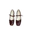 Hermosos Zapatos Estilo Francés con Faldas, Zapatos Mary Jane para Mujer, Zapatos de Tacón Medio de Piel Roja, Elegantes Zapatos de Tacón Alto Estilo Hepburn