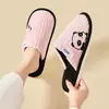 Pantuflas de Algodón con Felpa para Otoño e Invierno para Mujer, Zapatos de Algodón Cálidos de Felpa Suave con Suela Gruesa Antideslizante para Interior del Hogar para Hombre