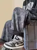 Estilo Hong Kong Plantação de Rua Floral High Street Personalidade Cool Nicho Moda Jovem Tendência Calça Reta Forrada com Fleece Masculina Tendência