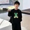 Camiseta de Manga Longa para Meninos Estilo Primavera e Outono 2026 Nova Roupa Infantil Meninos Mais Velhos Outono 100% Algodão Puro Top Roupa de Outono