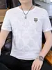 Camiseta Estampado Oscuro para Hombre de Manga Corta de Verano de Seda de Hielo Cuello Redondo Camiseta Fresca Sedosa de Media Manga Top de Seda de Hielo Cuello Redondo Media Manga para Hombre
