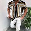 Camisa de Manga Corta para Hombre Estilo Étnico Nuevo de Verano Directo de Fábrica Transfronterizo Top Cárdigan Estampado Étnico