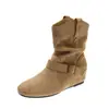 Botas plataforma Melard com salto interno para mulheres, novo modelo outono 2026, versáteis e adequadas para combinar com saias, botas casuais curtas para mulheres