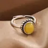Anillo de Plata Esterlina S925 con Dijes, Incrustado con Ágata Roja del Sur Natural y Jade Hetian, Anillo Versátil Simple Retro de Moda