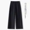 Calça Minimalista Personalizada de Algodão Tencel para Mulheres, Perna Larga Estreita, Verão 2026, Fina de Cintura Alta, Caimento Emagrecedor, Casual