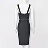 Vestido Yizhilian Emagrecedor Sexy de Alça Preta com Faixas, Vestido Bodycon Justo ao Corpo, Vestido Feminino para Férias com Ajuste na Cintura, Vestido para Encontro