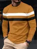 Exportación Transfronteriza Talla Grande Otoño e Invierno Hombres Cuello Redondo Manga Larga Bloques de Color Camiseta Básica Pulóver Camiseta de Manga Larga para Hombres