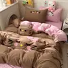 Conjunto de cama de quatro peças em algodão com bordado de toalha grau A, algodão puro, conjunto de lençóis de três peças moderno, adequado para quartos de estudantes e dormitórios, com uma estética jovem e feminina.