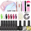 Lámpara de Uñas y Set de Esmaltes Más Vendidos de Amazon de 54W, Set Completo de Herramientas para Principiantes, Pegatinas y Accesorios para Uñas
