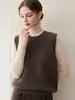 Nuevo Chaleco de Punto de Cachemira para Mujer, Sin Mangas, Cuello Redondo, Corte Holgado, Abrigo Cálido, Chaleco de Color Sólido, Cárdigan, Moderno, Suave y Acogedor