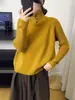 Suéter de punto simple estilo coreano para el otoño-invierno 2026, nuevo, de cuello alto, abotonado, para mujer