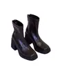 Botas Martin, botas finas de bico quadrado estilo francês, botins com plataforma para aumentar a altura, coleção de inverno 2026 feminina, botins de salto grosso para mulheres