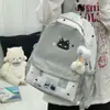 Mochila escolar estilo ins japonês com estampa de gato fofo para estudantes do sexo feminino, mochila de viagem de grande capacidade para meninas, moderna
